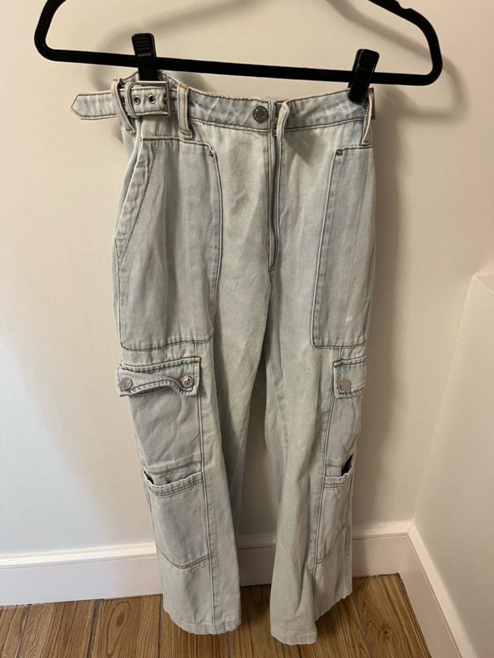 WeWoreWhat Light Wash Cargo Jeans